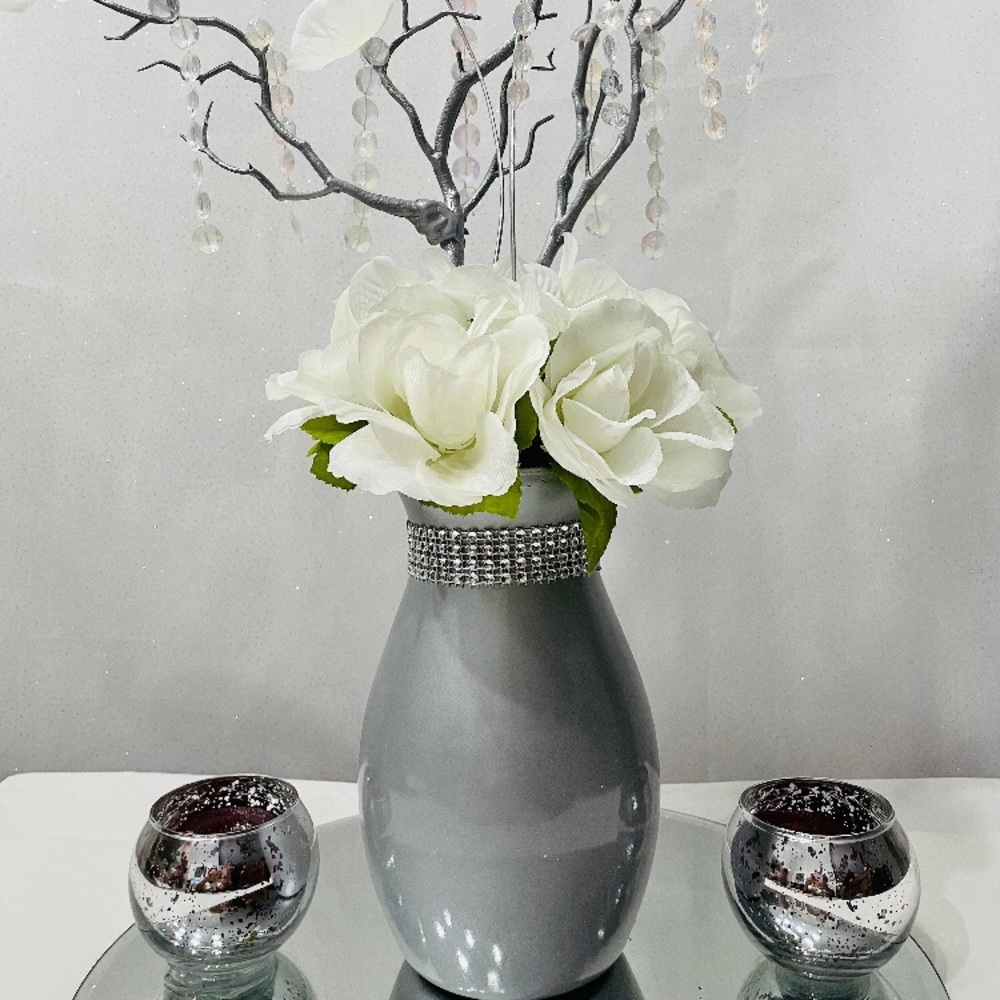 White and Silver Centerpiece